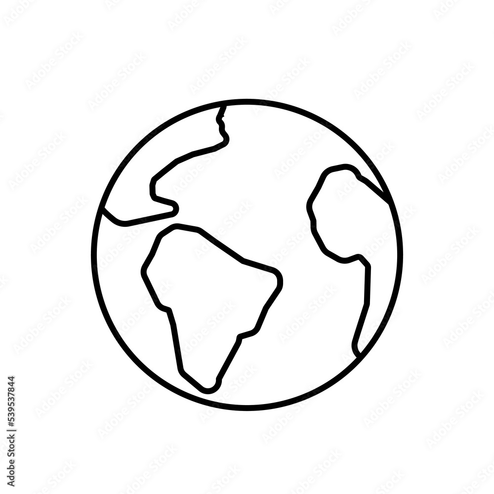 Earth planet icon vector outline black EPS 10. Simple planet illustration. World symbol. Globe sign. Eco awareness concept. Isolated on white for web, app, dev, infographic Earth planet icon vector outline black EPS 10. Simple planet illustration. World symbol. Globe sign. Eco awareness concept. Isolated on white for web, app, dev, infographic