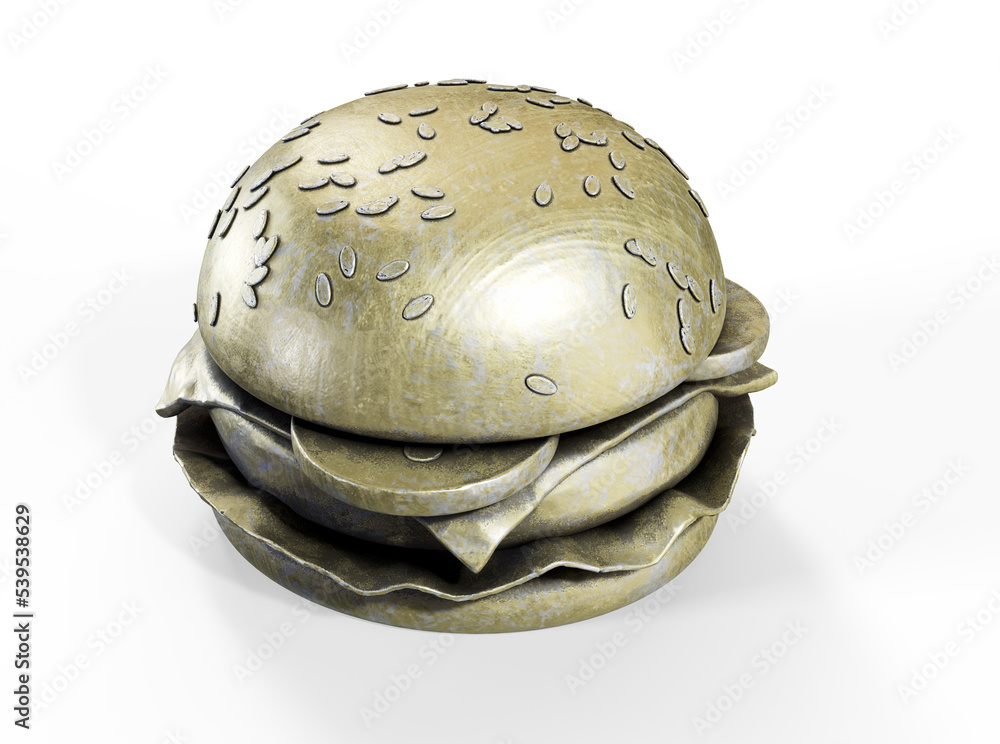 Fototapeta premium Burger with Crown isolated. 3d rendering