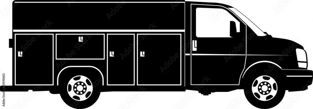 Silhouette of light commercial vehicle. Side view of truck. Silhouette of light commercial vehicle. Side view of truck.