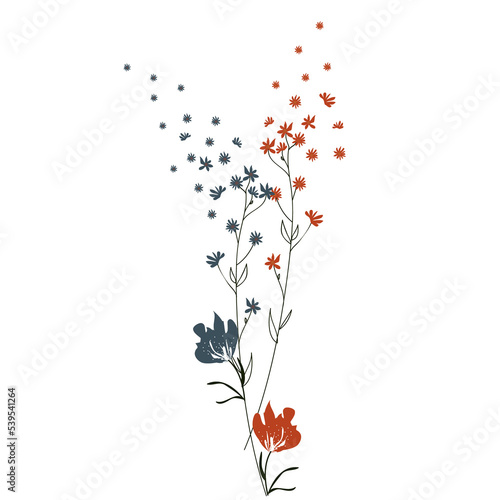 Fototapeta Naklejka Na Ścianę i Meble -  Wild Flower Icon. Hand Drawn Illustration	