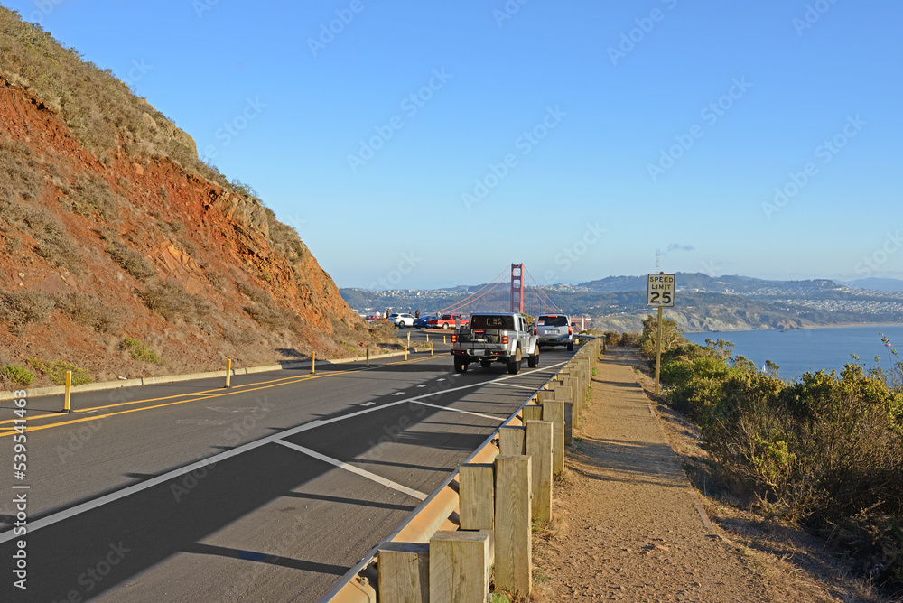 Picturesque Conzelman Road. Good lookout point and view of Golden Gate