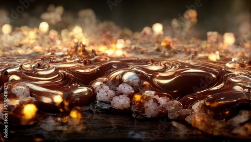 Close up of swirling chocolate candy in 3D style