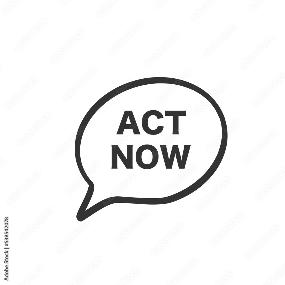 Act now on yellow hand draw speech bubble Act now on yellow hand draw speech bubble