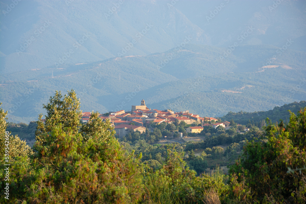 View of a town in a mountains and beautiful landscape in France