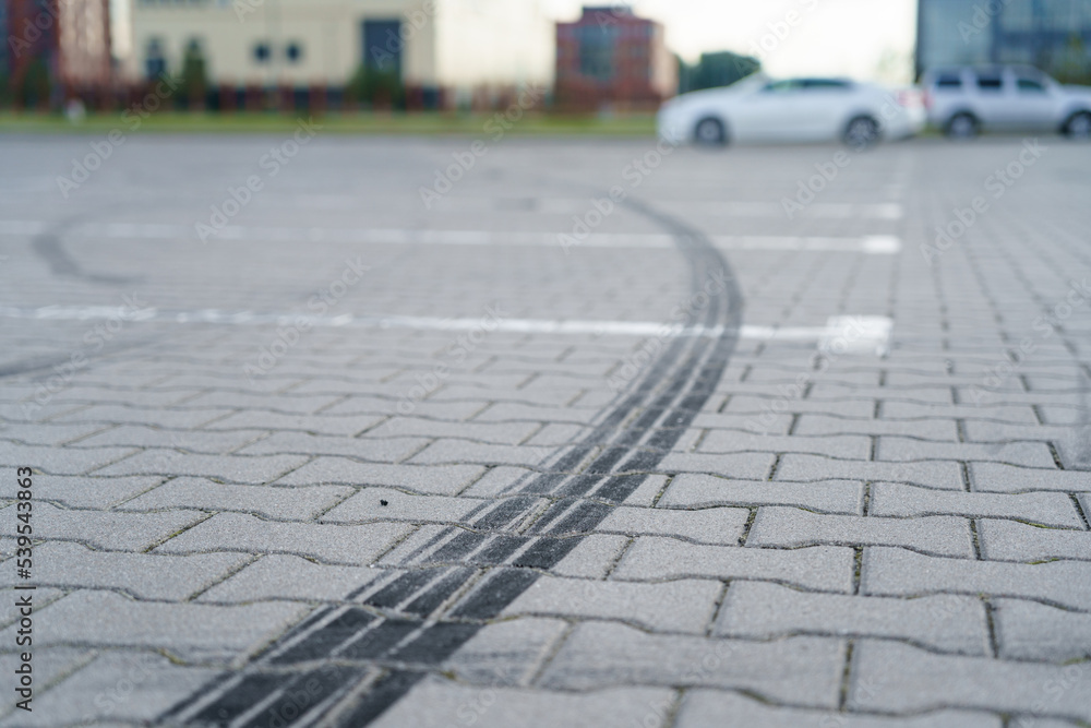 Fototapeta premium black marks from drift car tires