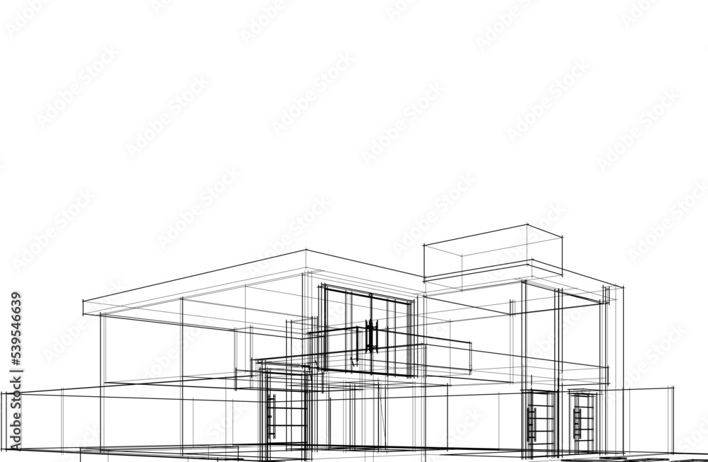 house building sketch architectural 3d illustration house building sketch architectural 3d illustration
