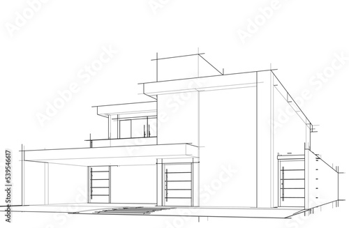 house building sketch architectural 3d illustration