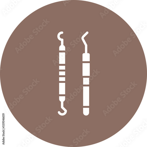 Dental Probe Multicolor Circle Glyph Inverted Icon