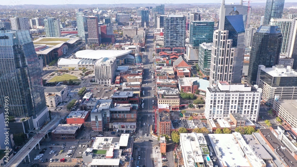 Fototapeta premium Aerial photo of Downtown Nashville Tennessee