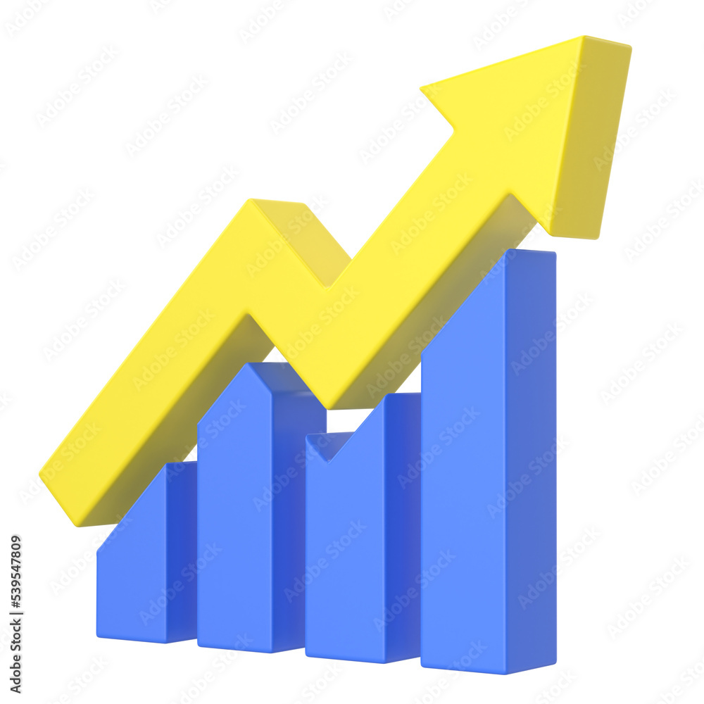 Growth graph, Growth chart. 3D illustration. Growth graph, Growth chart. 3D illustration.