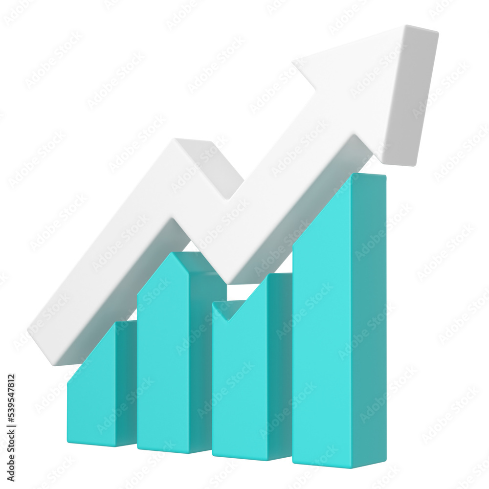 Growth graph, Growth chart. 3D illustration. Growth graph, Growth chart. 3D illustration.