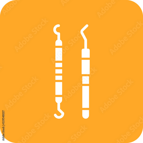 Dental Probe Multicolor Round Corner Glyph Inverted Icon