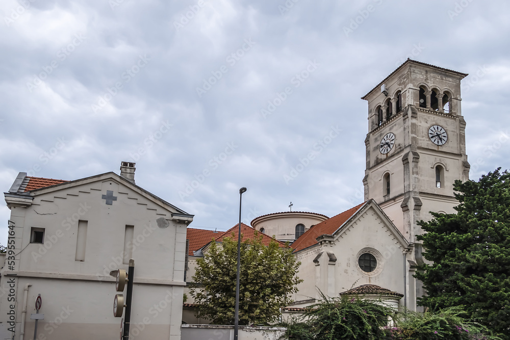 View of Notre Dame des Pins parish church (Notre-Dame-des-Pins, was built in 1865) at avenue Prince-de-Galles. Cannes, France. View of Notre Dame des Pins parish church (Notre-Dame-des-Pins, was built in 1865) at avenue Prince-de-Galles. Cannes, France.