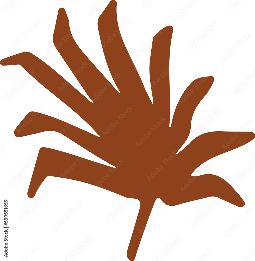 Hand drawn abstract modern minimal silhouette colorful palm leaf. Nature illustration. Design for poster, card, wallpaper, print, cover, wall art Hand drawn abstract modern minimal silhouette colorful palm leaf. Nature illustration. Design for poster, card, wallpaper, print, cover, wall art