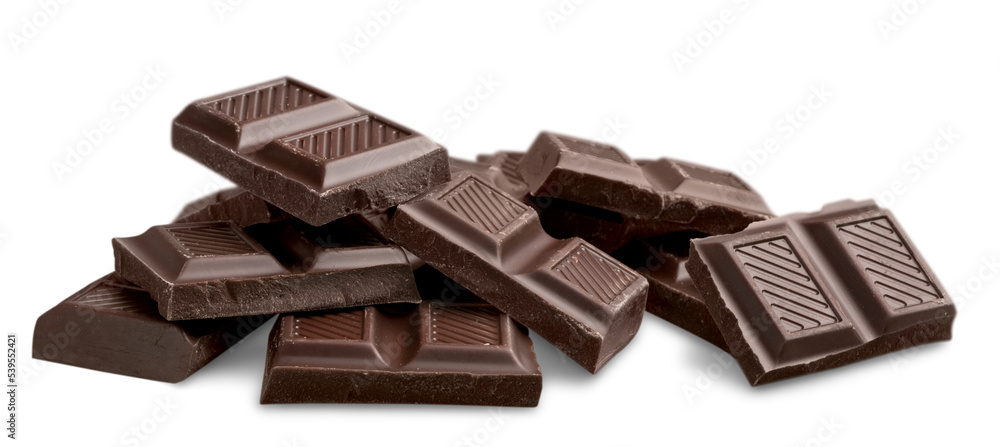 Pieces of delicious chocolate isolated on white background Pieces of delicious chocolate isolated on white background