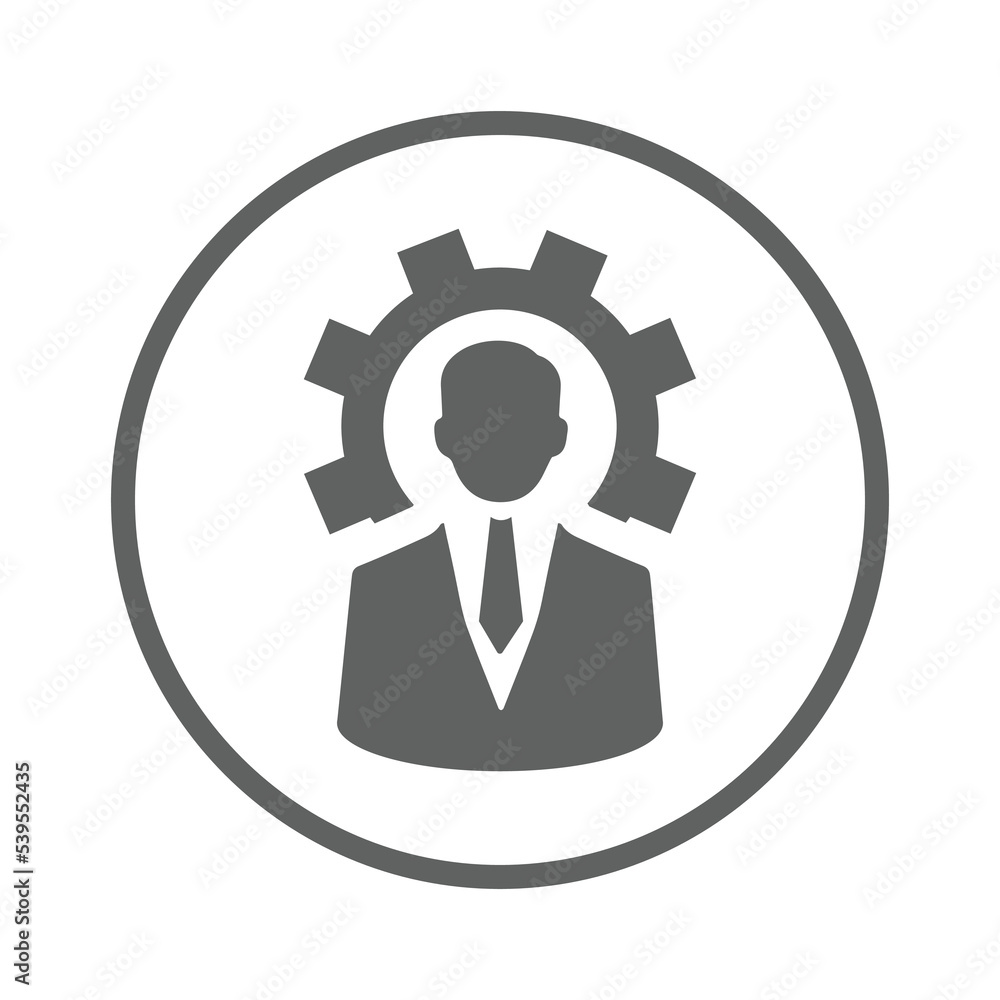 Man, setting, settings, gear icon. Gray vector design. Man, setting, settings, gear icon. Gray vector design.