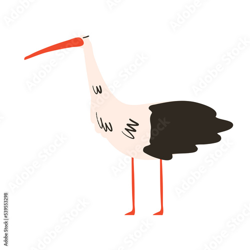 Stork in the style of hand drawing. Vector illustration