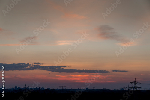 Sunset with the skyline of Eindhoven City 