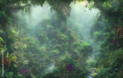 Mysterious Wet Deep Forest Shrouded In Morning Mist Keeps Its Secrets, Jungle, Rainforest © Divyesh