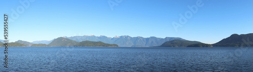 panorama of Howe Sound from the ferry in beautiful british columbia