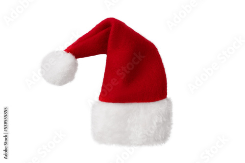 Small Santa hat isolated on white. Santa Claus hat as an element for design.