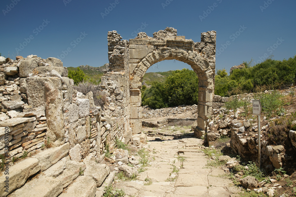 Gate in Aspendos Ancient City in Antalya, Turkiye