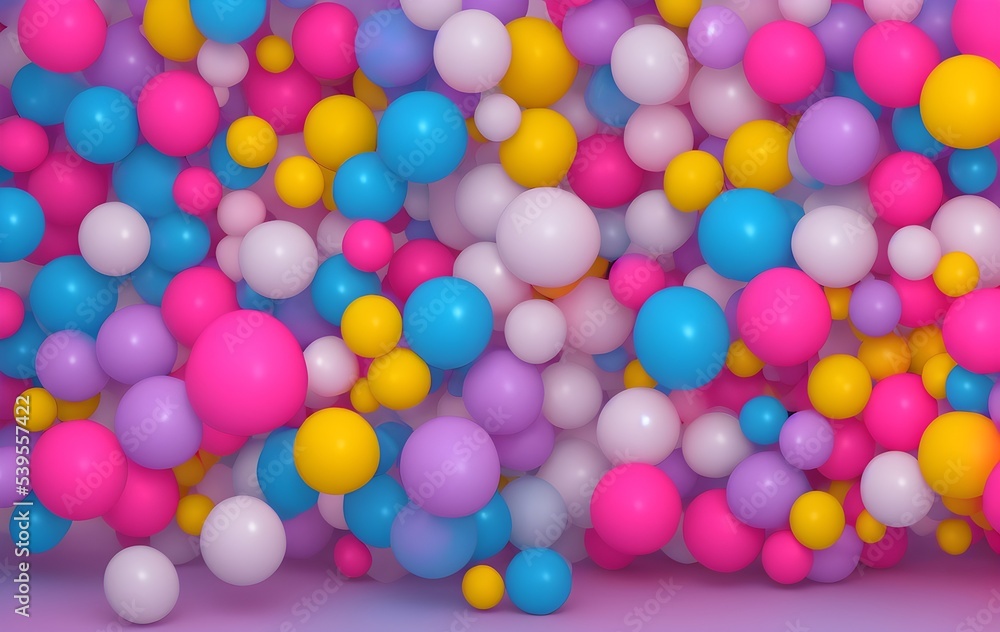 Wide celebration banner background with rainbow multicolored balloons.
