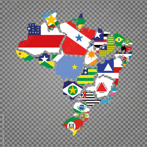 mapa dos estados brasileiros com suas respectivas bandeiras 