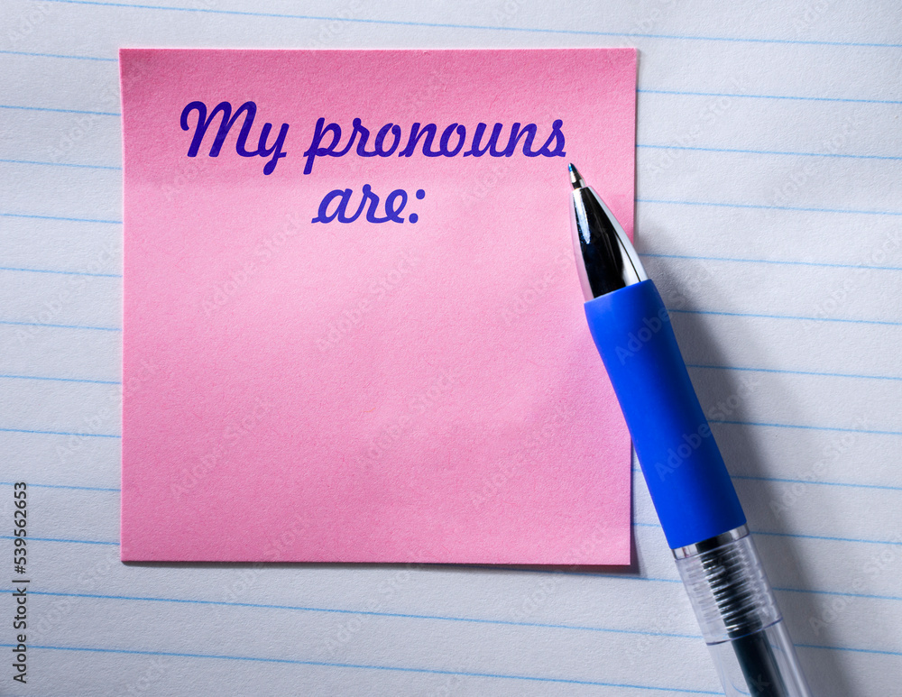 Neo pronouns concept, my pronouns are text design StockFoto Adobe Stock