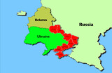 Vector map of Ukraine, map of Belarus and map of Russia