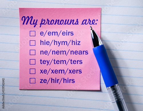 Neo pronouns concept, my pronouns are text design photo