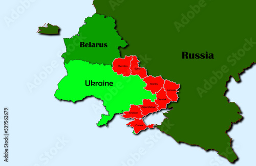 Vector map of Ukraine, map of Belarus and map of Russia