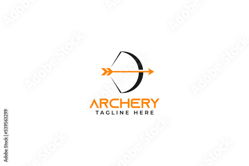 Flat archery bow and arrow logo design vector illustration idea