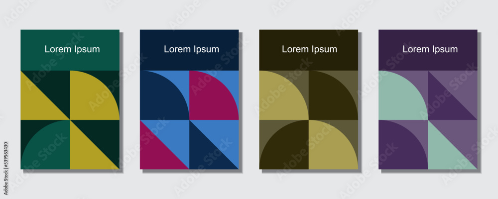Set of geometric covers. Cool vintage composition. Applicable for posters, brochures, journals, magazines, presentations and reports. Eps10 vector illustration. 