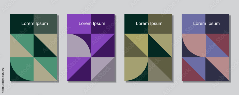 Set of geometric covers. Cool vintage composition. Applicable for posters, brochures, journals, magazines, presentations and reports. Eps10 vector illustration. 