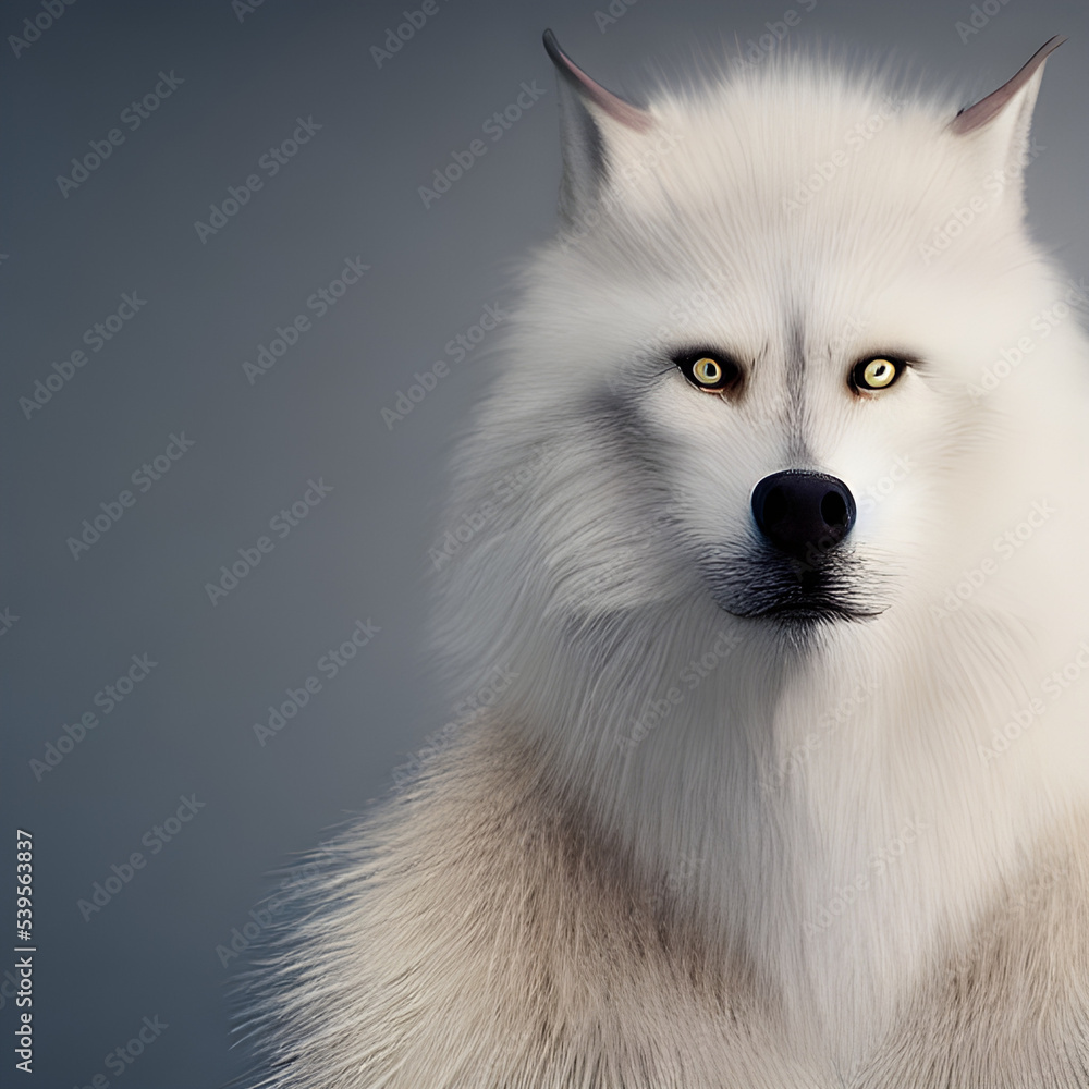 white wolf with piercing gaze