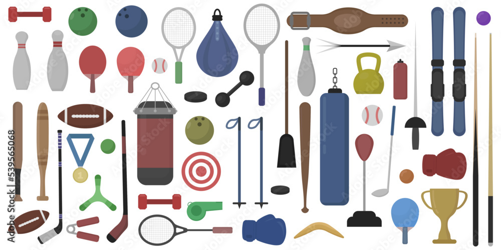 Huge set of sports equipment. Fitness. Vector Huge set of sports equipment. Fitness. Vector