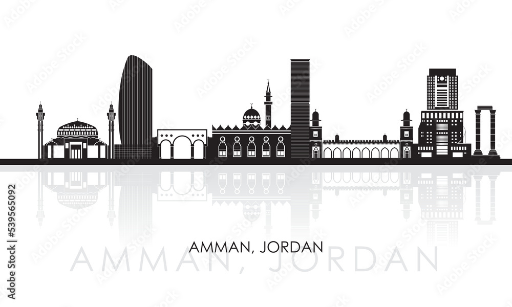 Fototapeta premium Silhouette Skyline panorama of city of Amman, Jordan - vector illustration
