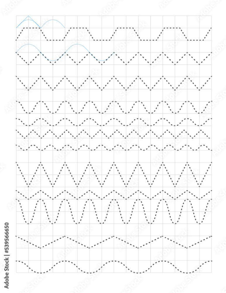 Continue the pattern  with pen,     wavy lines dotted line practice worksheet for preschoolers  