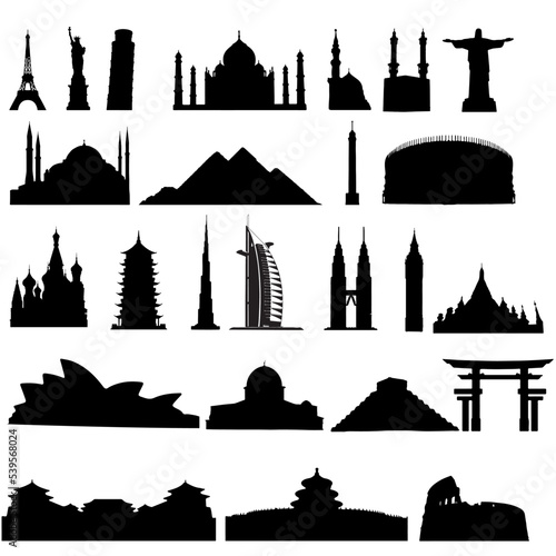 set of historical and landmark vector graphic resources 
