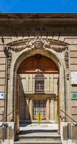 Entrance door to the International Reformation Museum - Geneva, Switzerland