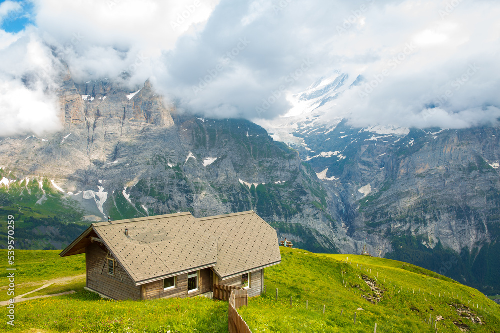 house in the swiss mountain landscape - Grindelwald, Switzerland