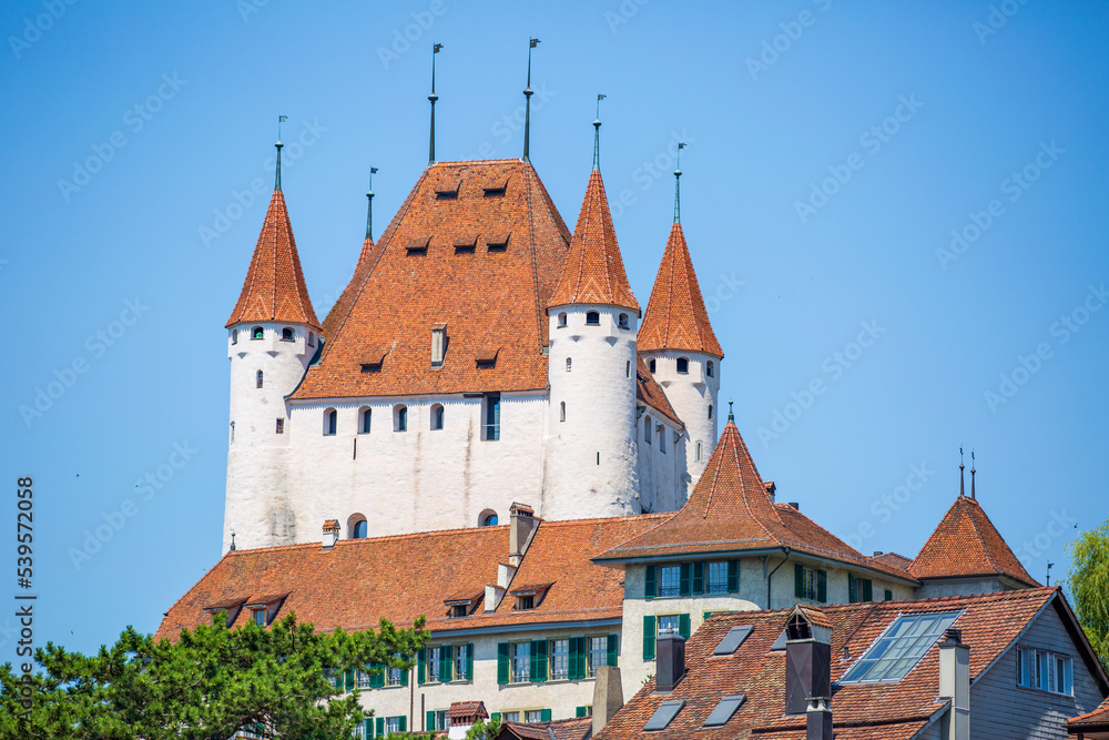 medieval castle on the hilltop, Thun Switzerland