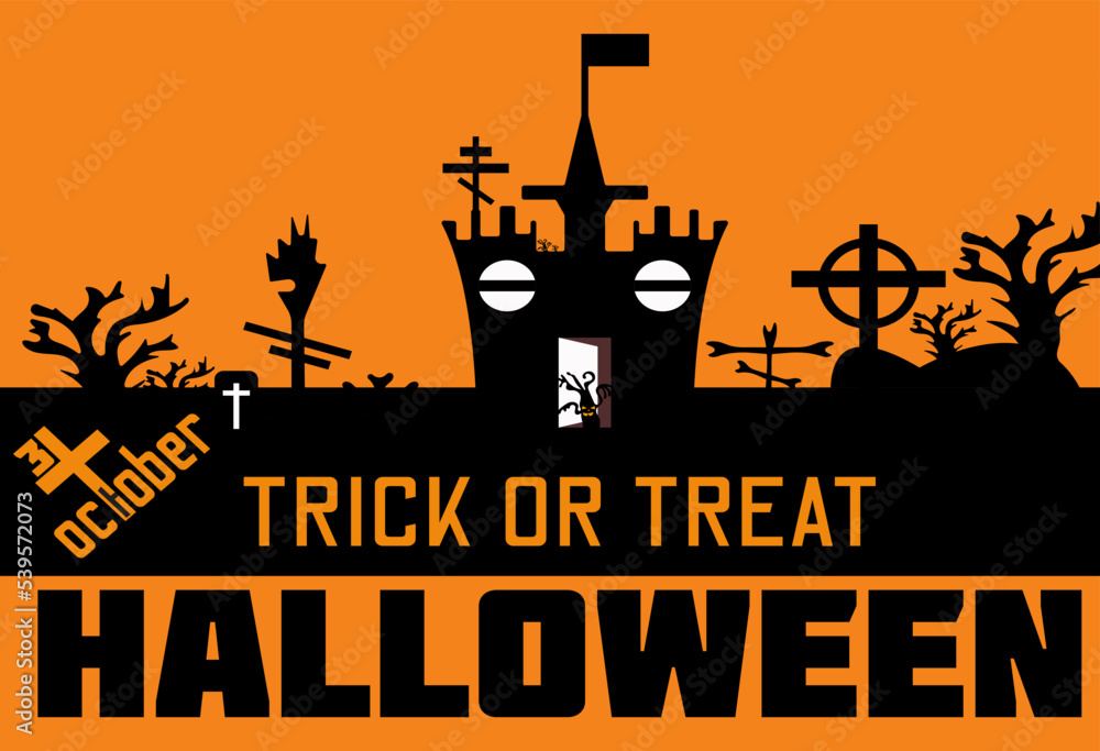 Happy Halloween Text Banner, Vector template elements