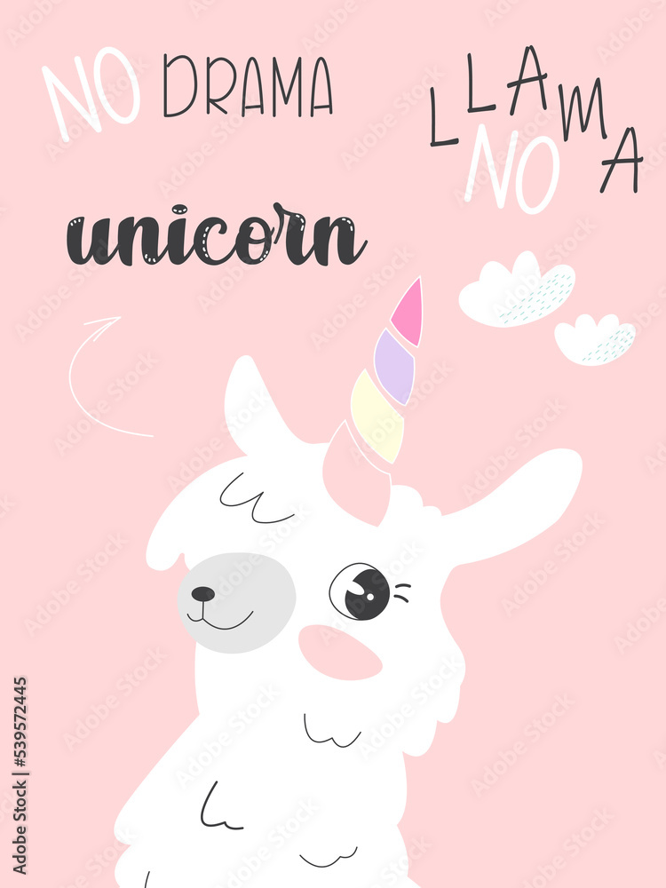 Vector. Hand drawn unicorn llama. Hand-drawn lettering unicorn. Cute design for t-shirt, poster, wall sticker. Vector. Hand drawn unicorn llama. Hand-drawn lettering unicorn. Cute design for t-shirt, poster, wall sticker.