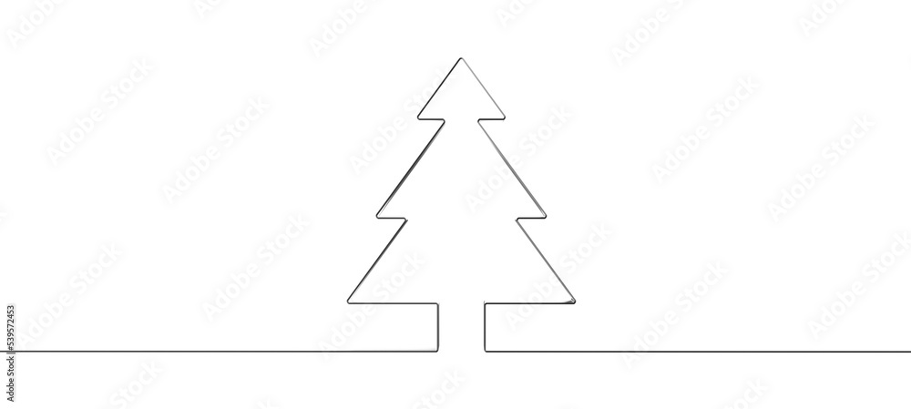 Christmas Tree in One line Drawing Style