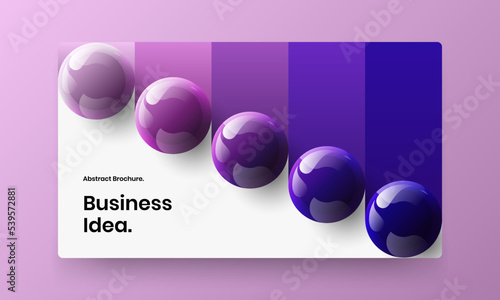 Simple 3D balls catalog cover concept. Multicolored leaflet vector design layout.