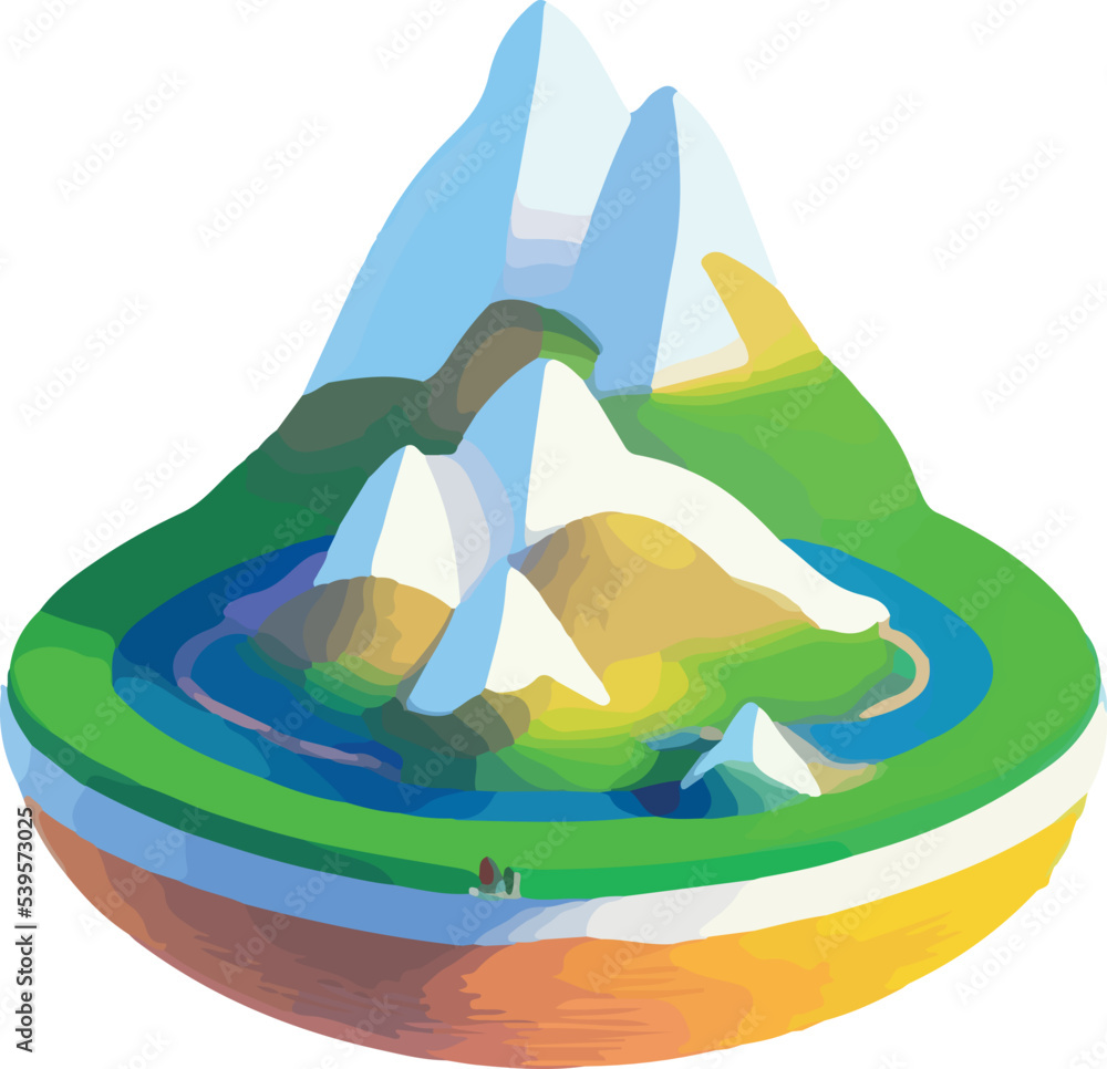 isometric beautiful mountain landscape vector.