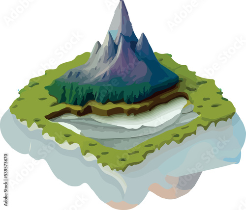 isometric beautiful mountain landscape vector.