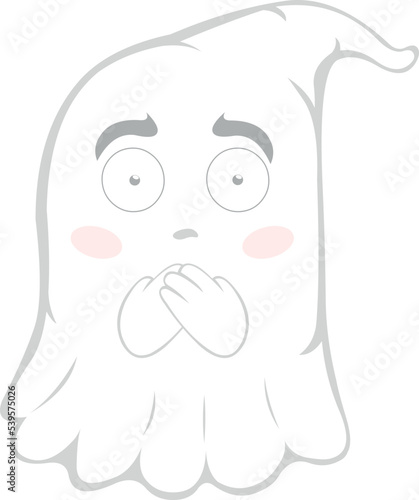 vector illustration of a cartoon ghost covering his mouth with his hands